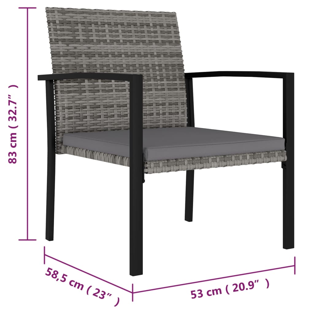 Tuinstoelen 2 st poly rattan grijs is nu te koop bij PeponiXL, paradijselijk wonen!