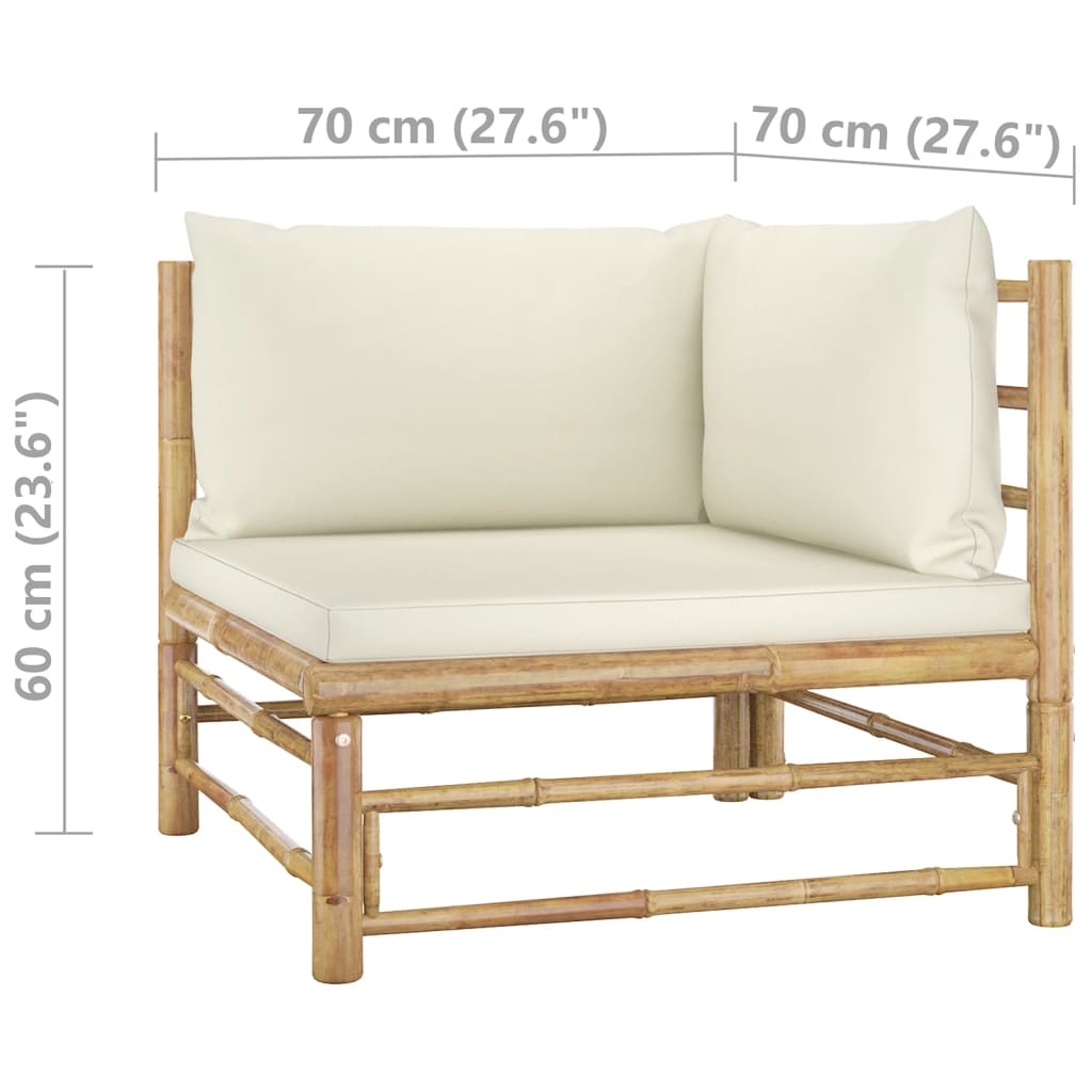 4-delige Loungeset met crèmewitte kussens bamboe is nu te koop bij PeponiXL, paradijselijk wonen!