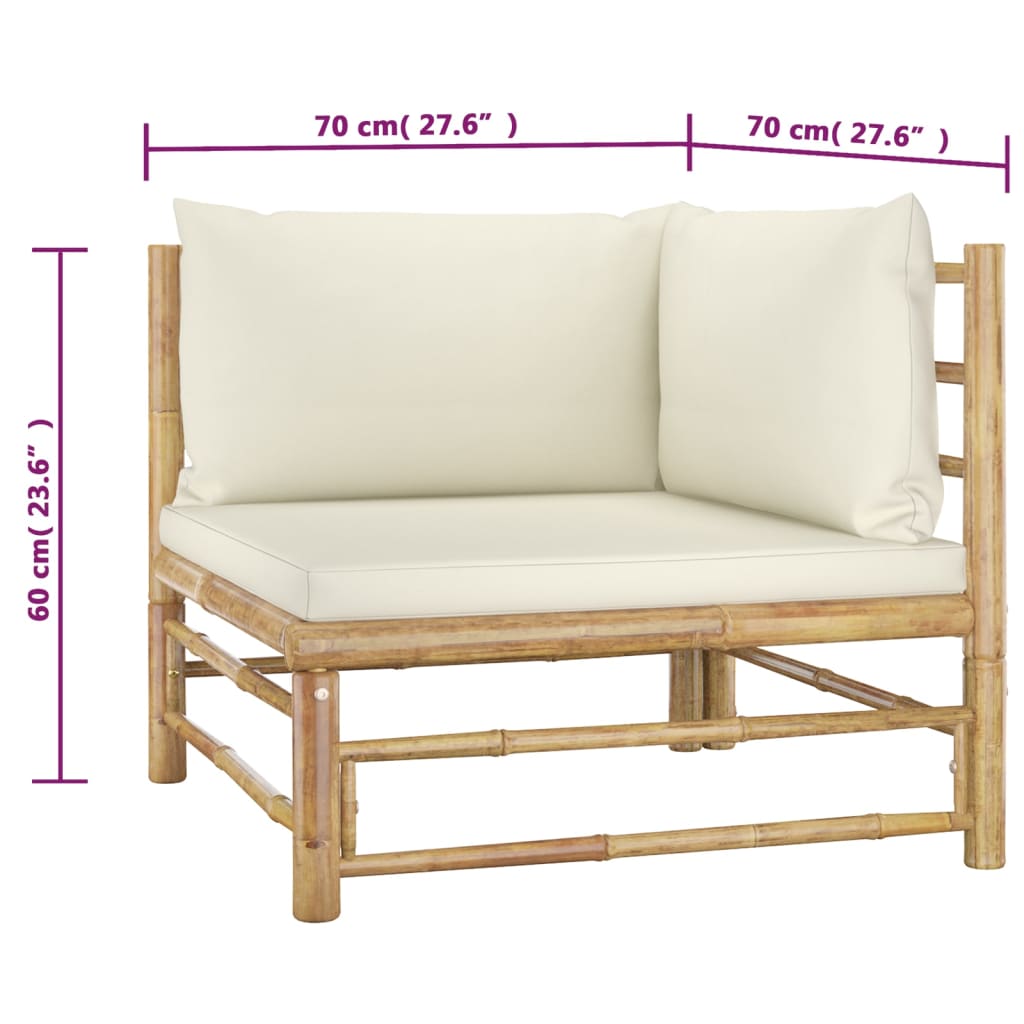 2-delige Loungeset met kussens bamboe crèmewit is nu te koop bij PeponiXL, paradijselijk wonen!