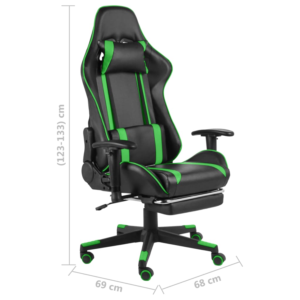 Gamestoel draaibaar met voetensteun PVC groen is nu te koop bij PeponiXL, paradijselijk wonen!