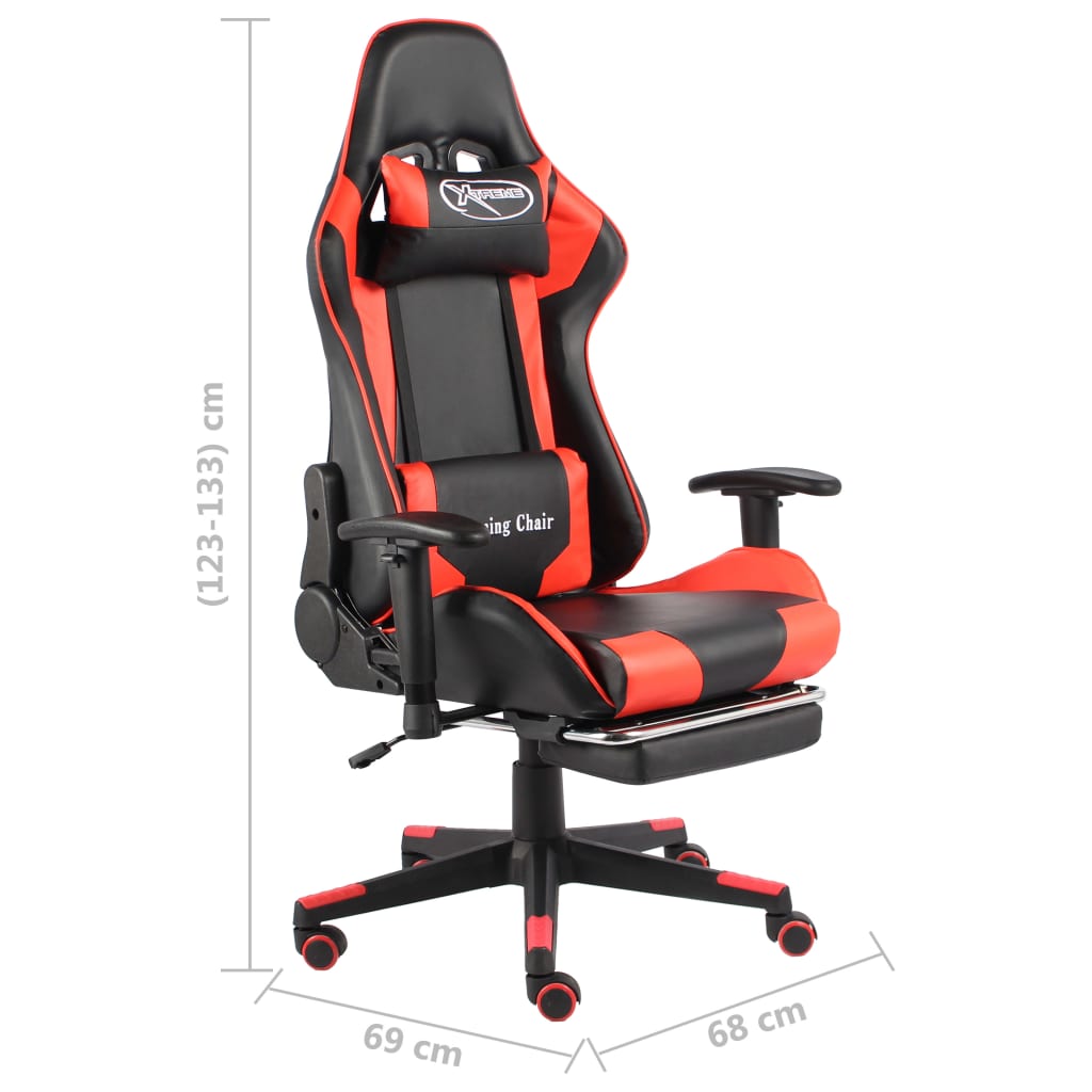 Gamestoel draaibaar met voetensteun PVC rood is nu te koop bij PeponiXL, paradijselijk wonen!
