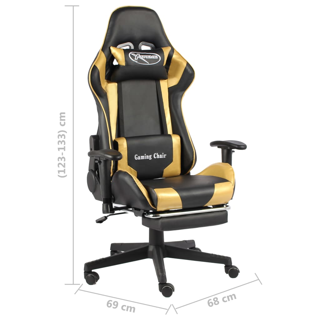 Gamestoel draaibaar met voetensteun PVC goudkleurig is nu te koop bij PeponiXL, paradijselijk wonen!