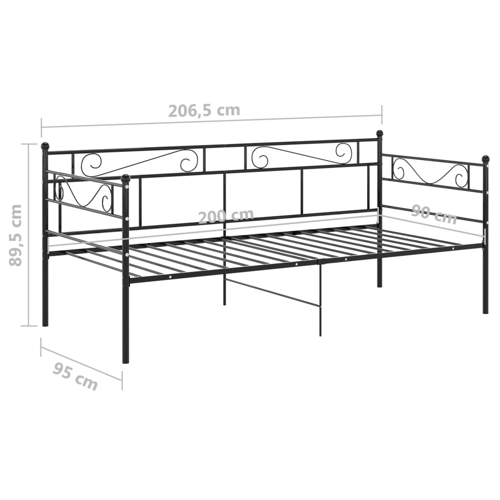 Slaapbank metaal zwart 90x200 cm is nu te koop bij PeponiXL, paradijselijk wonen!
