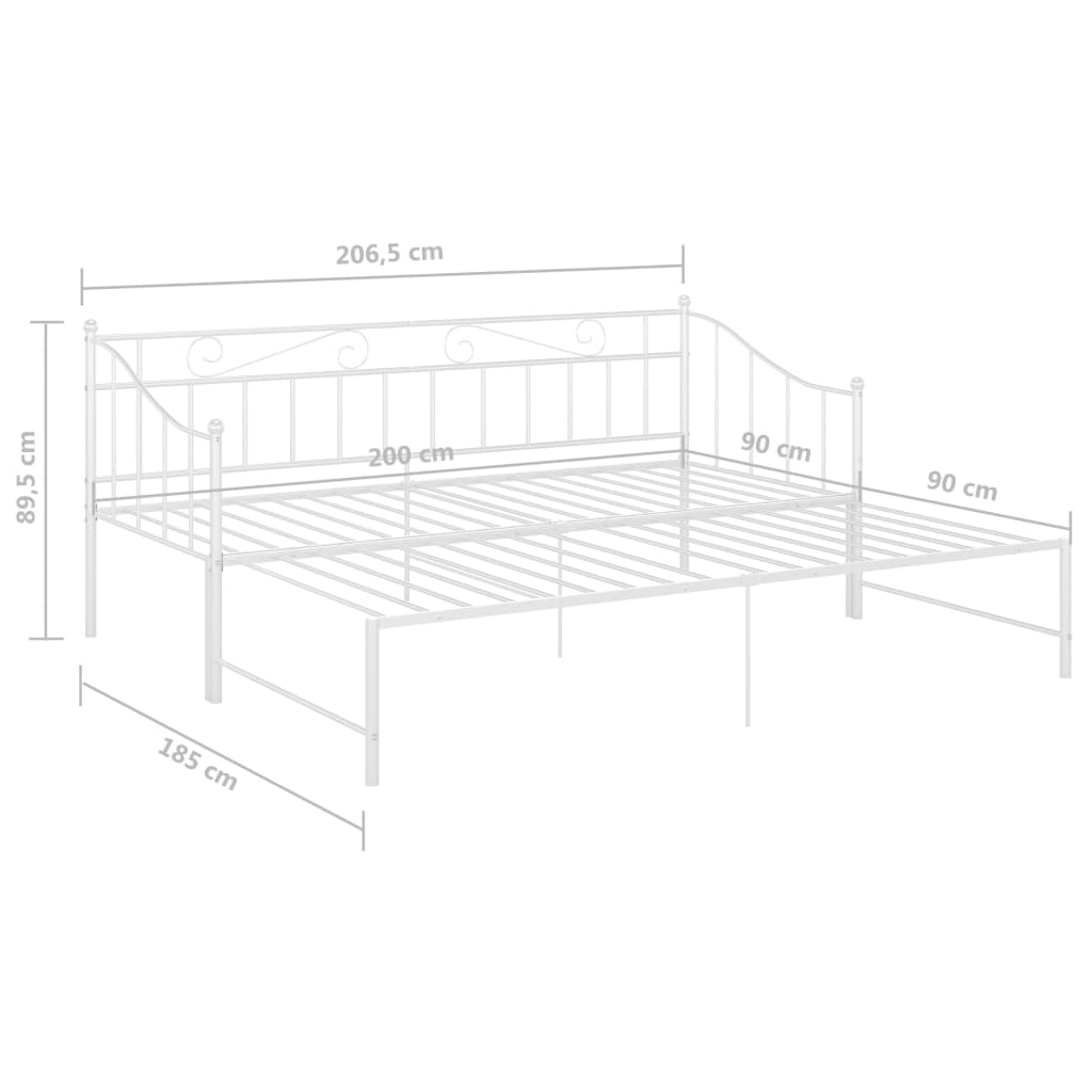 Slaapbank uittrekbaar metaal wit 90x200 cm is nu te koop bij PeponiXL, paradijselijk wonen!