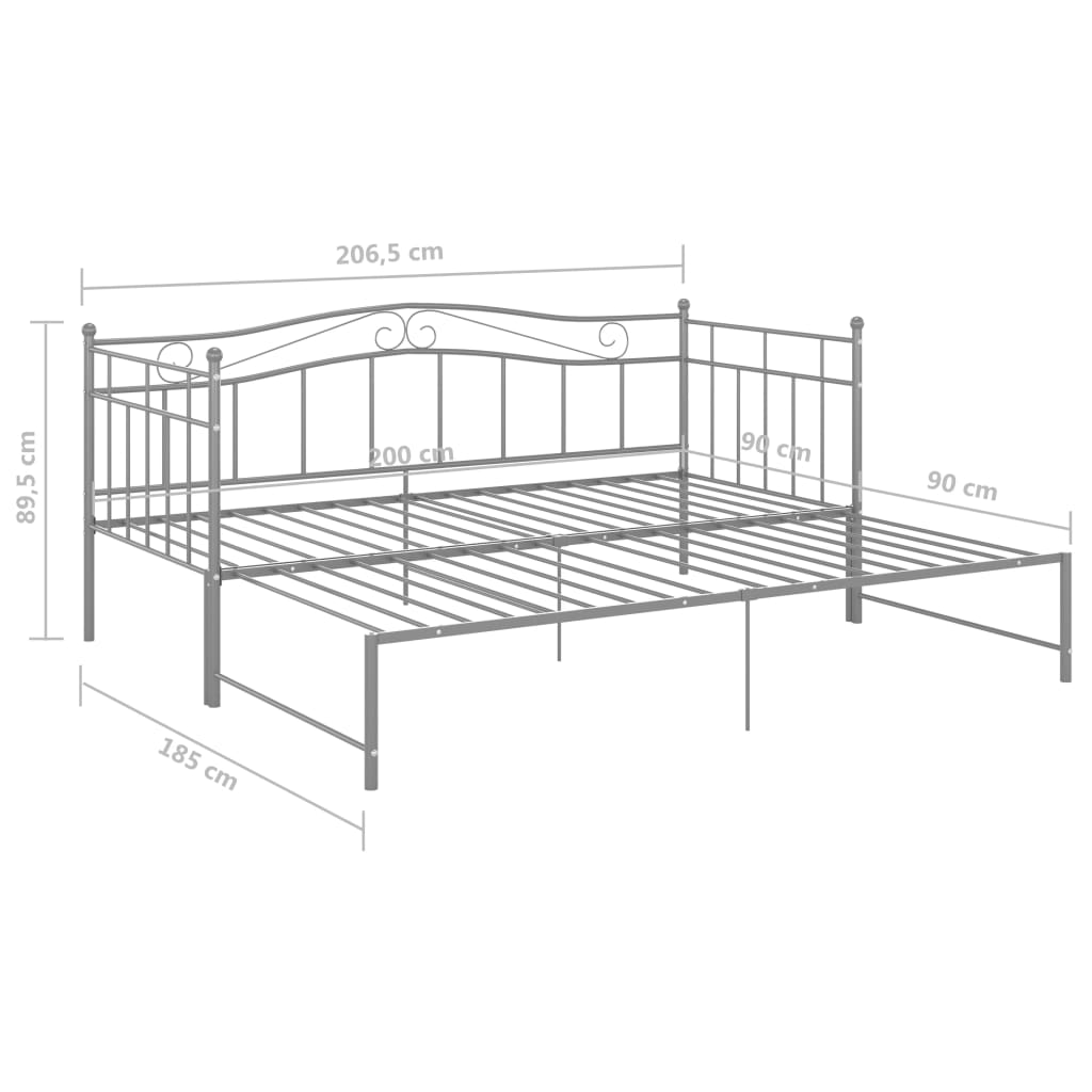Slaapbank uittrekbaar metaal grijs 90x200 cm is nu te koop bij PeponiXL, paradijselijk wonen!