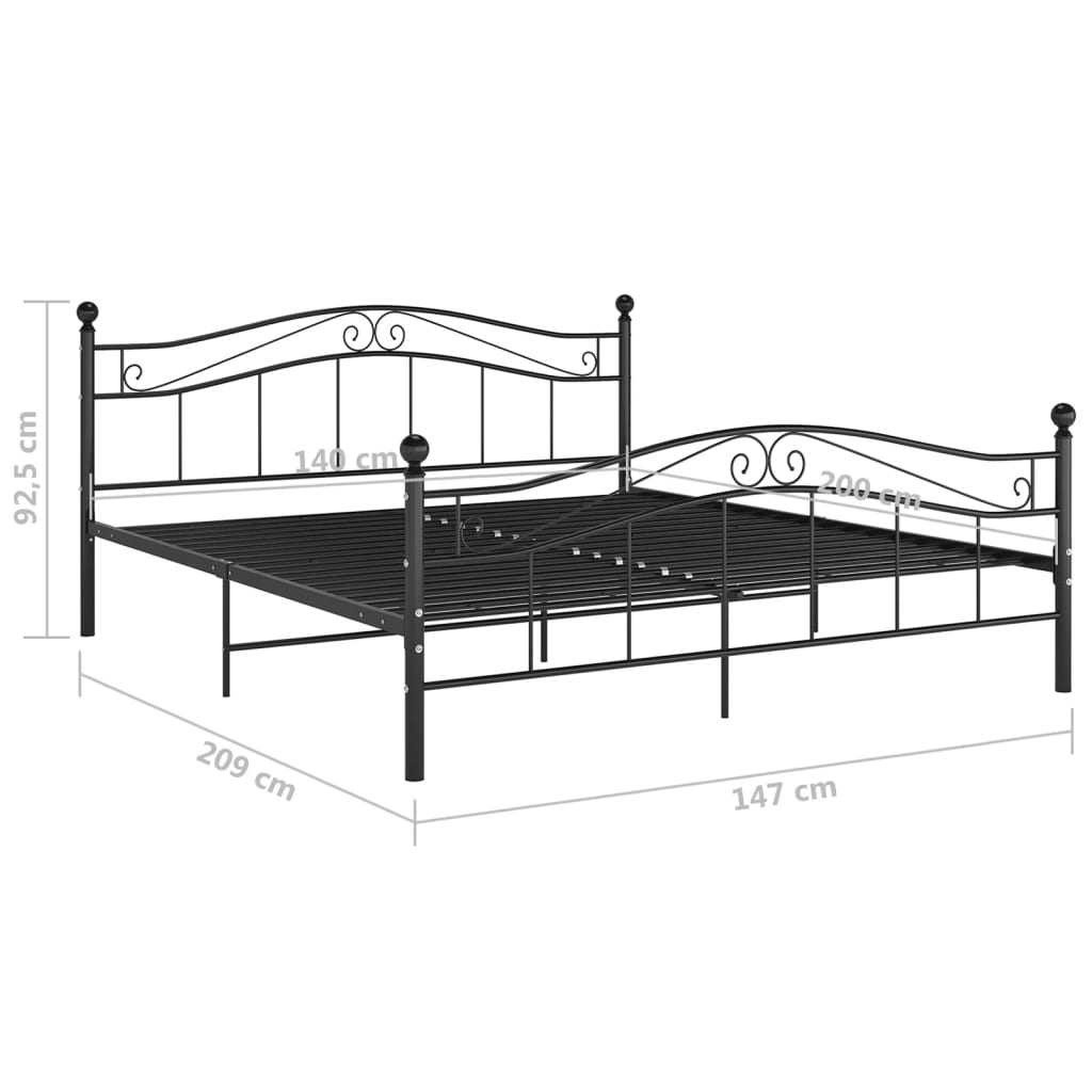 Bedframe metaal zwart 140x200 cm is nu te koop bij PeponiXL, paradijselijk wonen!
