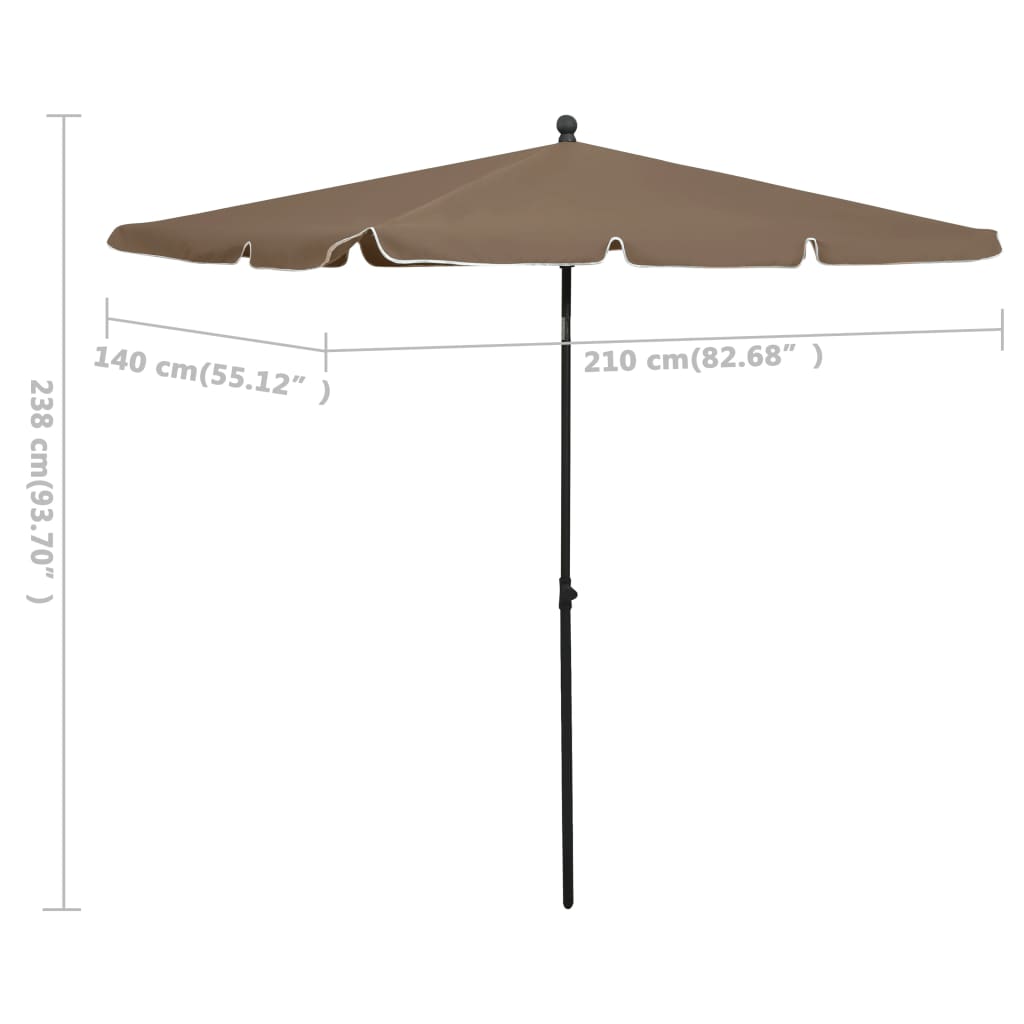 Parasol met paal 210x140 cm taupe is nu te koop bij PeponiXL, paradijselijk wonen!