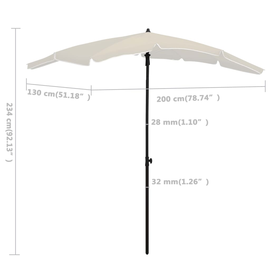 Parasol met paal 200x130 cm zandkleurig is nu te koop bij PeponiXL, paradijselijk wonen!