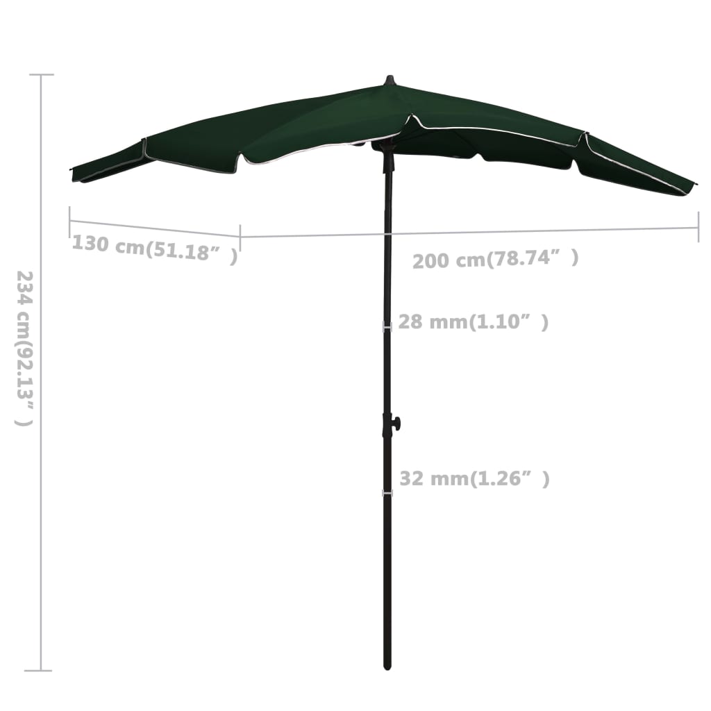 Parasol met paal 200x130 cm groen is nu te koop bij PeponiXL, paradijselijk wonen!