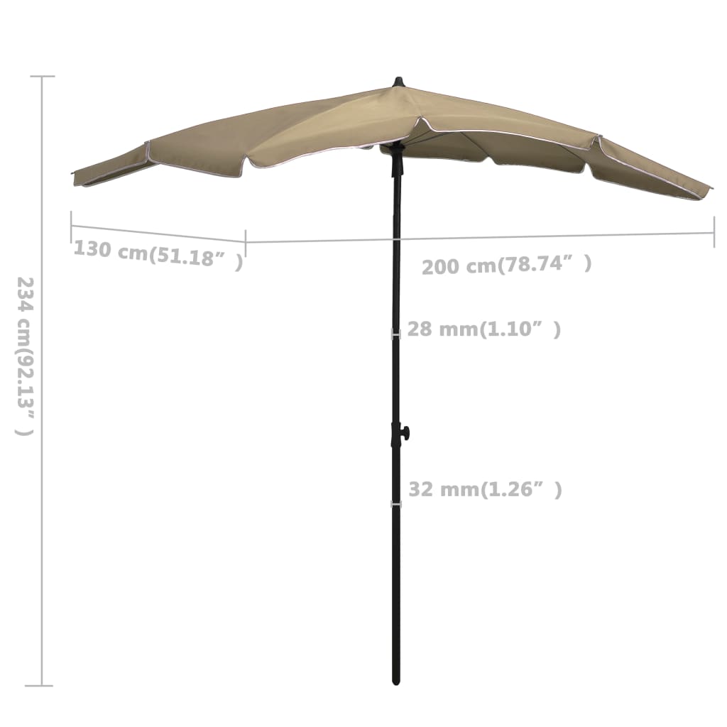 Parasol met paal 200x130 cm taupe is nu te koop bij PeponiXL, paradijselijk wonen!