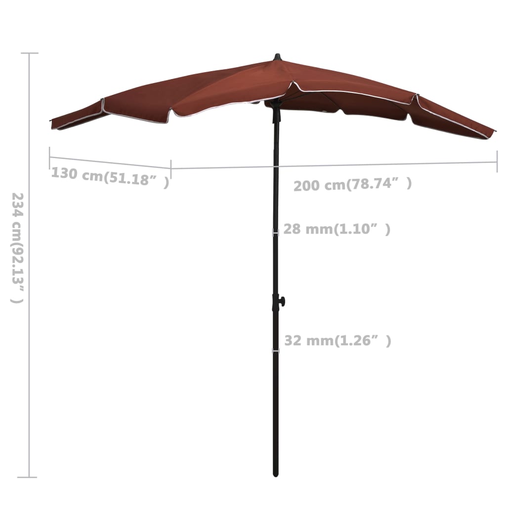Parasol met paal 200x130 cm terracottakleurig is nu te koop bij PeponiXL, paradijselijk wonen!