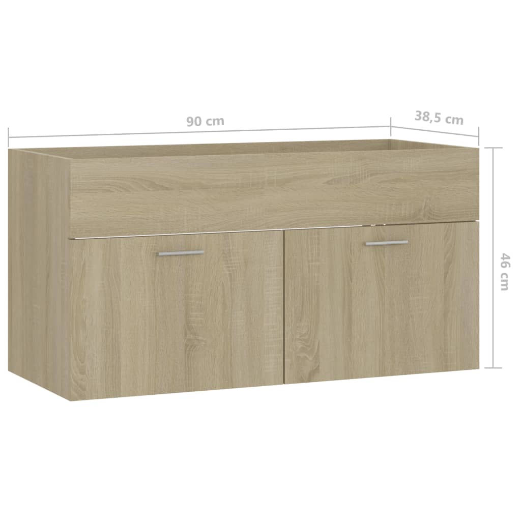 Wastafelkast 90x38,5x46 cm bewerkt hout sonoma eikenkleurig is nu te koop bij PeponiXL, paradijselijk wonen!
