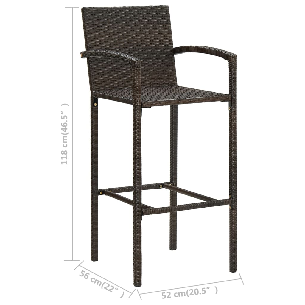 5-delige Tuinbarset met armleuningen poly rattan bruin is nu te koop bij PeponiXL, paradijselijk wonen!