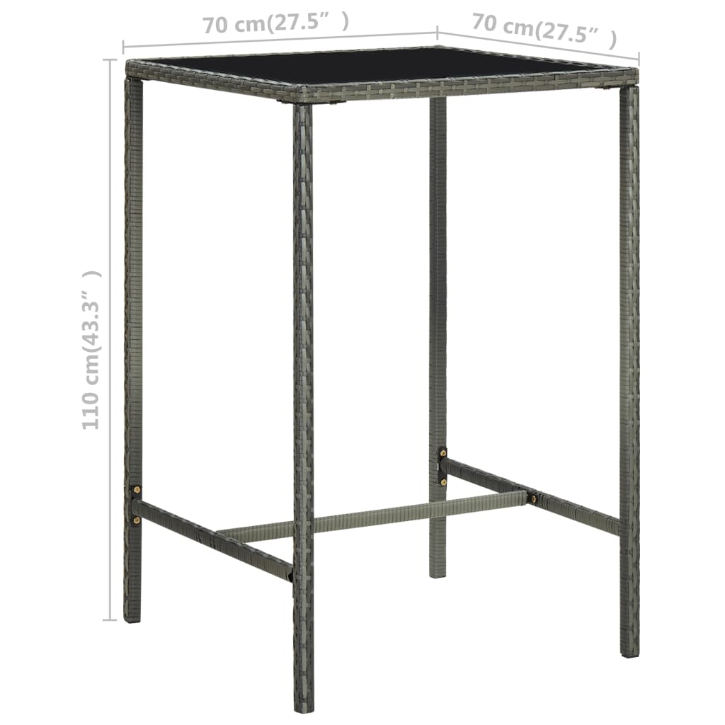 3-delige Tuinbarset met kussens poly rattan grijs is nu te koop bij PeponiXL, paradijselijk wonen!