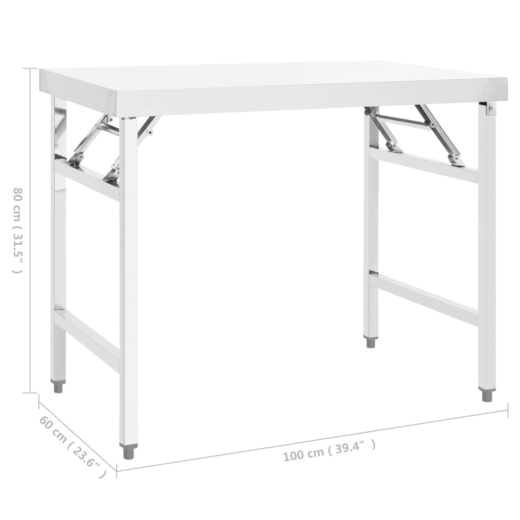 Keukenwerktafel inklapbaar 100x60x80 cm roestvrij staal is nu te koop bij PeponiXL, paradijselijk wonen!