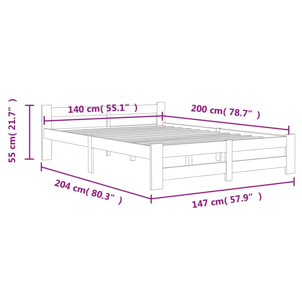 Bedframe massief grenenhout 140x200 cm is nu te koop bij PeponiXL, paradijselijk wonen!