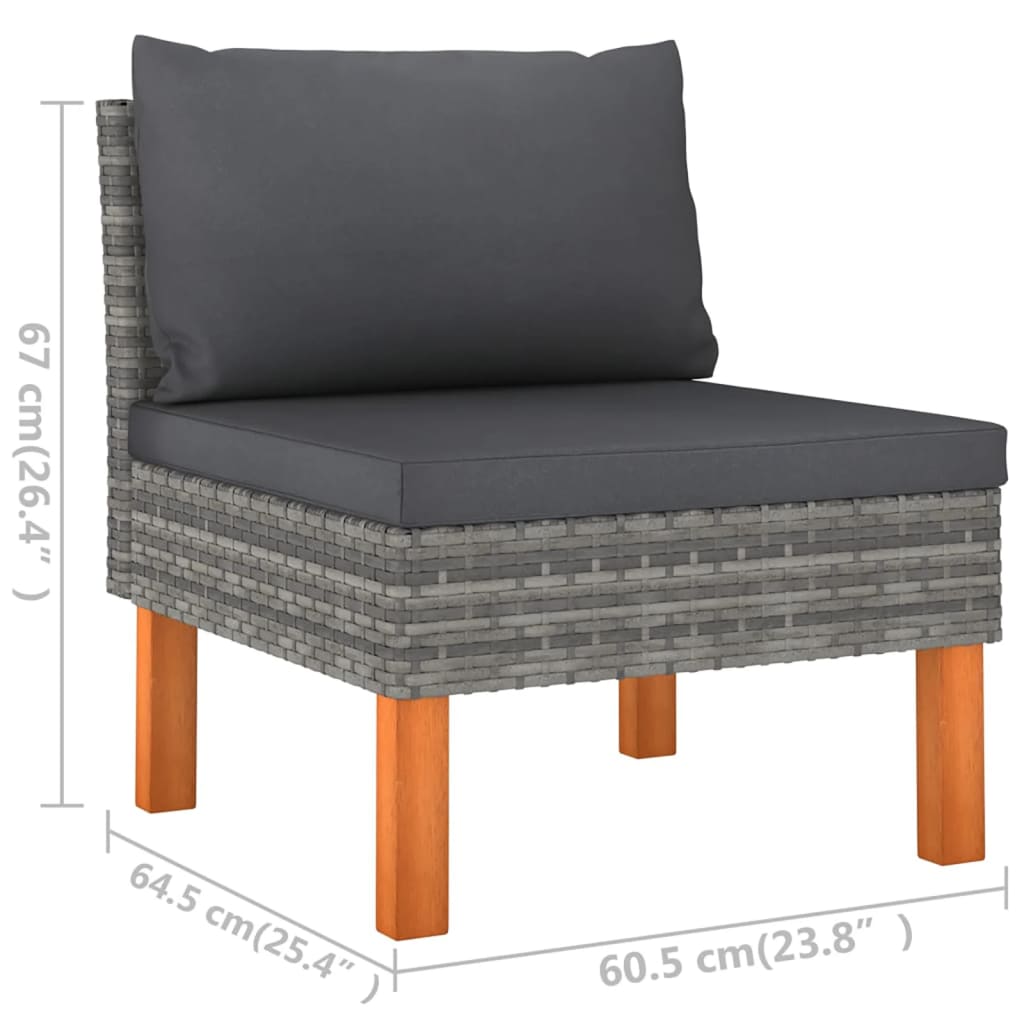 5-delige Loungeset met kussens poly rattan grijs is nu te koop bij PeponiXL, paradijselijk wonen!