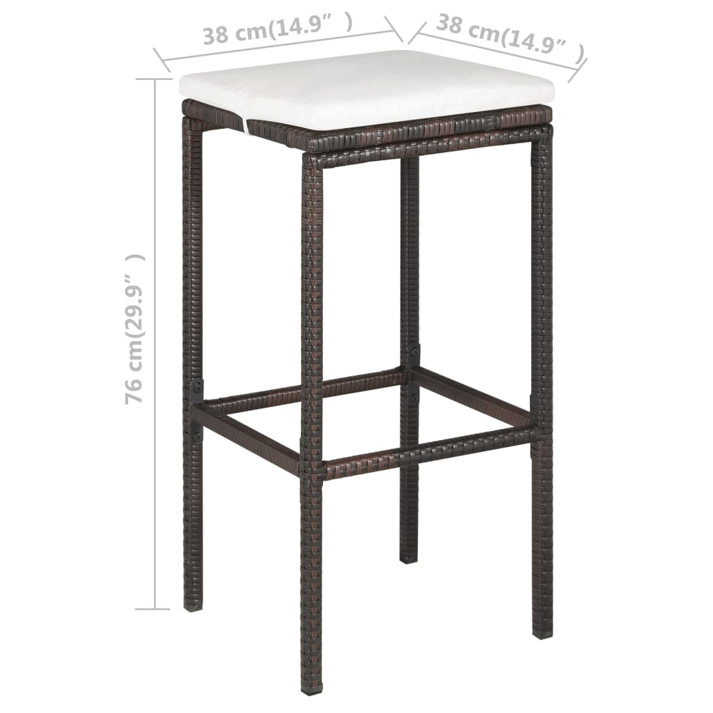 5-delige Tuinbarset met kussens poly rattan bruin is nu te koop bij PeponiXL, paradijselijk wonen!