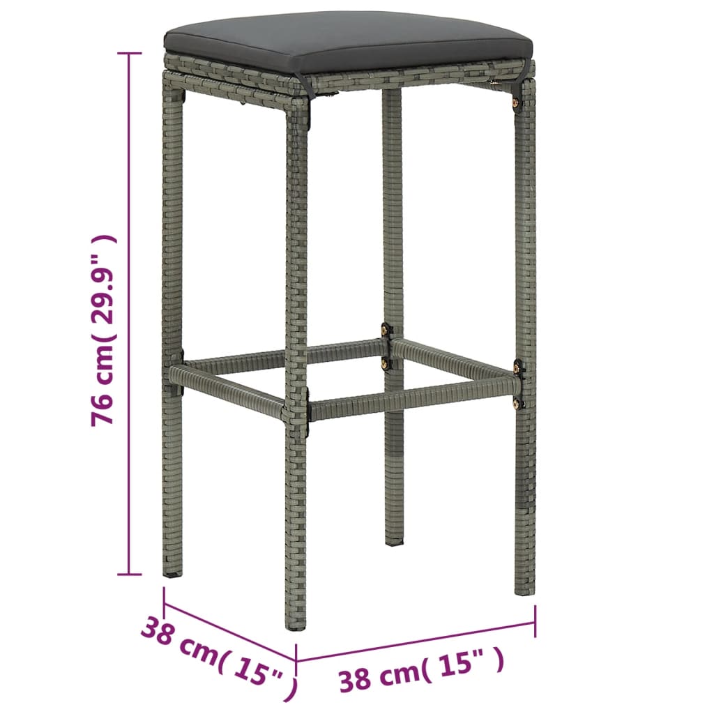5-delige Tuinbarset met kussens poly rattan grijs is nu te koop bij PeponiXL, paradijselijk wonen!