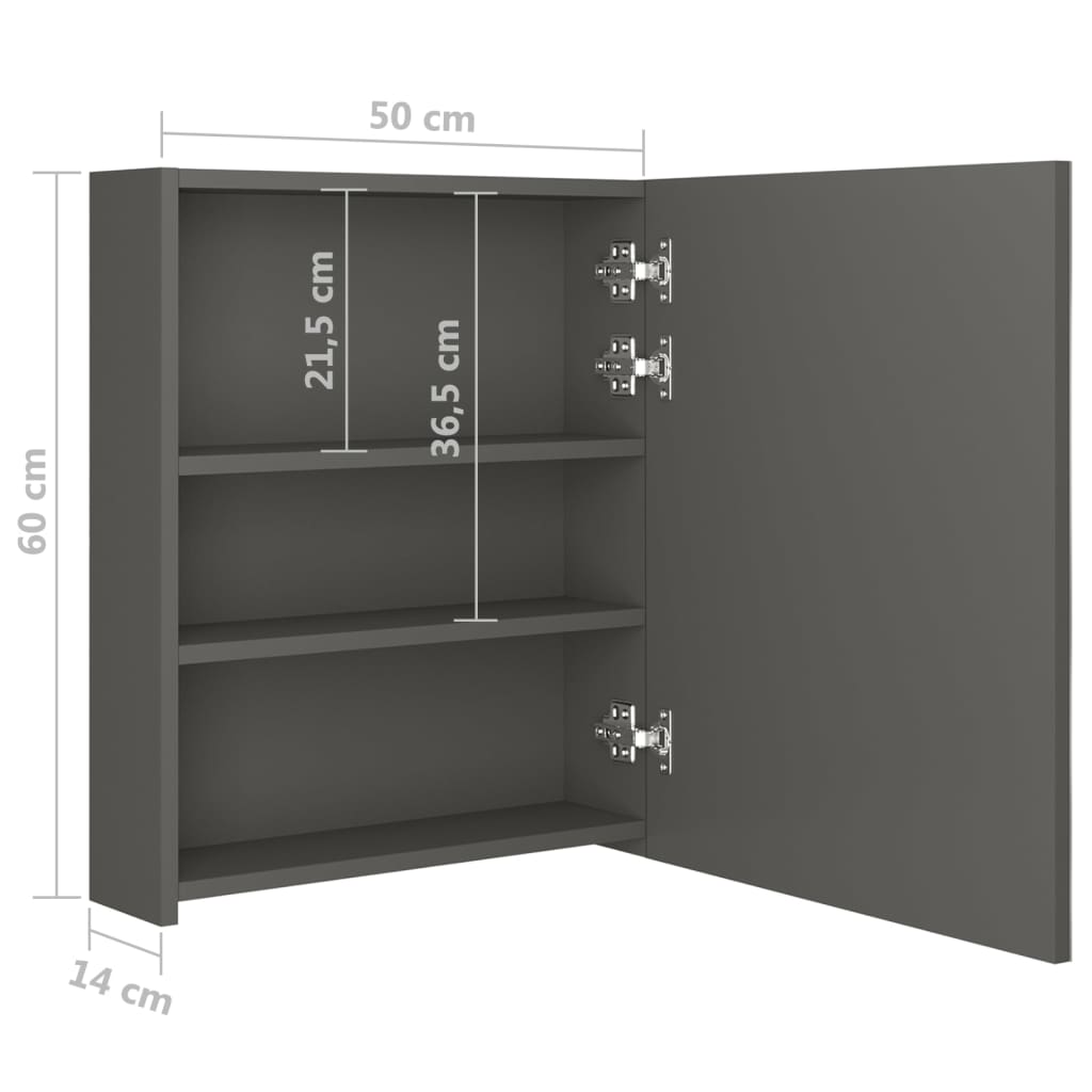Badkamerkast met spiegel en LED 50x14x60 cm antracietkleurig is nu te koop bij PeponiXL, paradijselijk wonen!