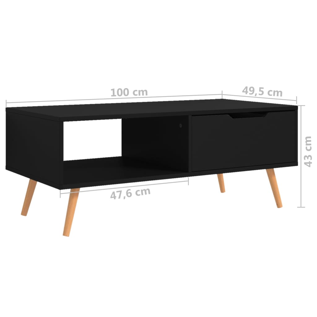Salontafel 100x49,5x43 cm bewerkt hout zwart is nu te koop bij PeponiXL, paradijselijk wonen!