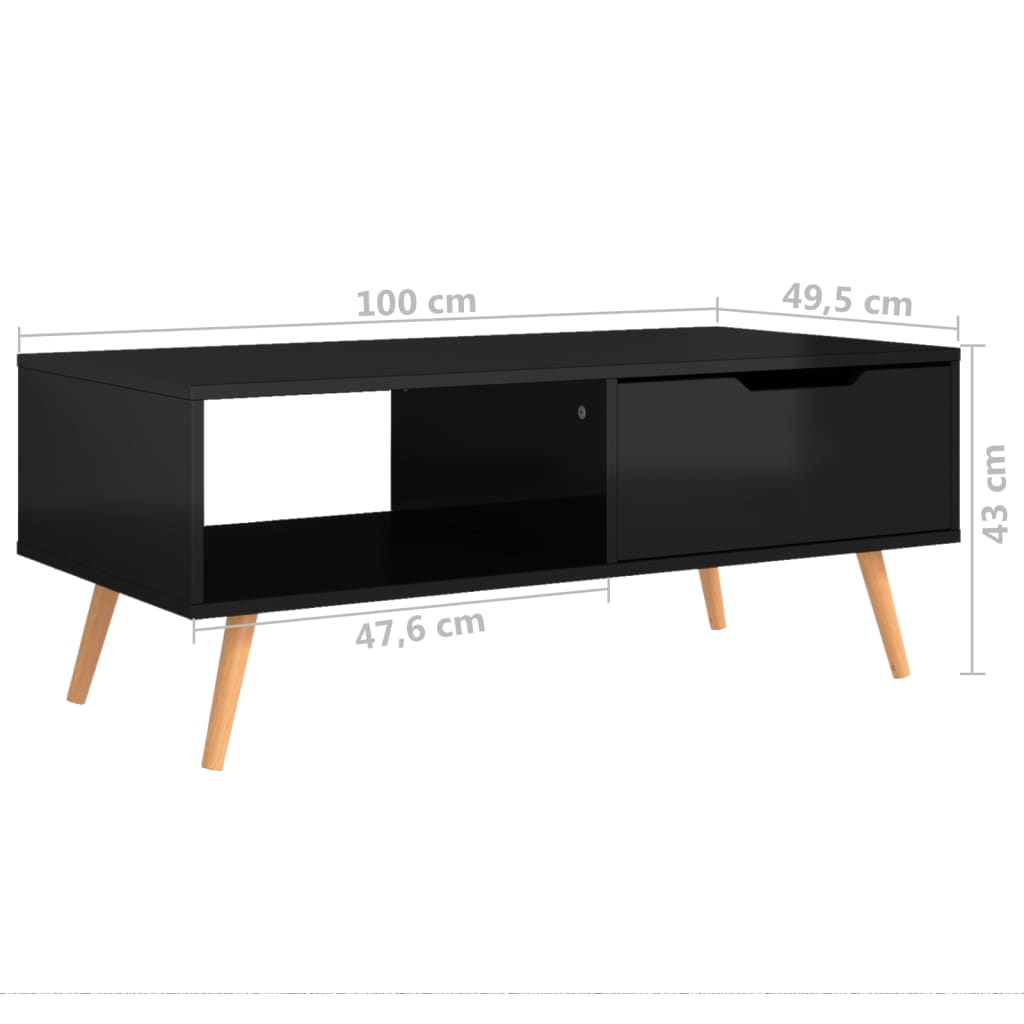 Salontafel 100x49,5x43 cm bewerkt hout hoogglans zwart is nu te koop bij PeponiXL, paradijselijk wonen!
