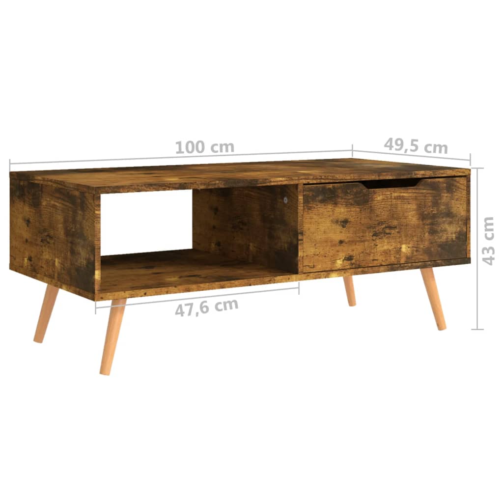 Salontafel 100x49,5x43 cm bewerkt hout gerookt eikenkleurig is nu te koop bij PeponiXL, paradijselijk wonen!