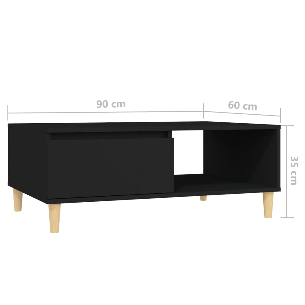Salontafel 90x60x35 cm bewerkt hout zwart is nu te koop bij PeponiXL, paradijselijk wonen!