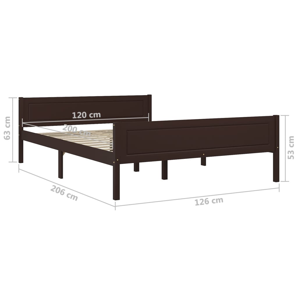 Bedframe massief grenenhout donkerbruin 120x200 cm is nu te koop bij PeponiXL, paradijselijk wonen!