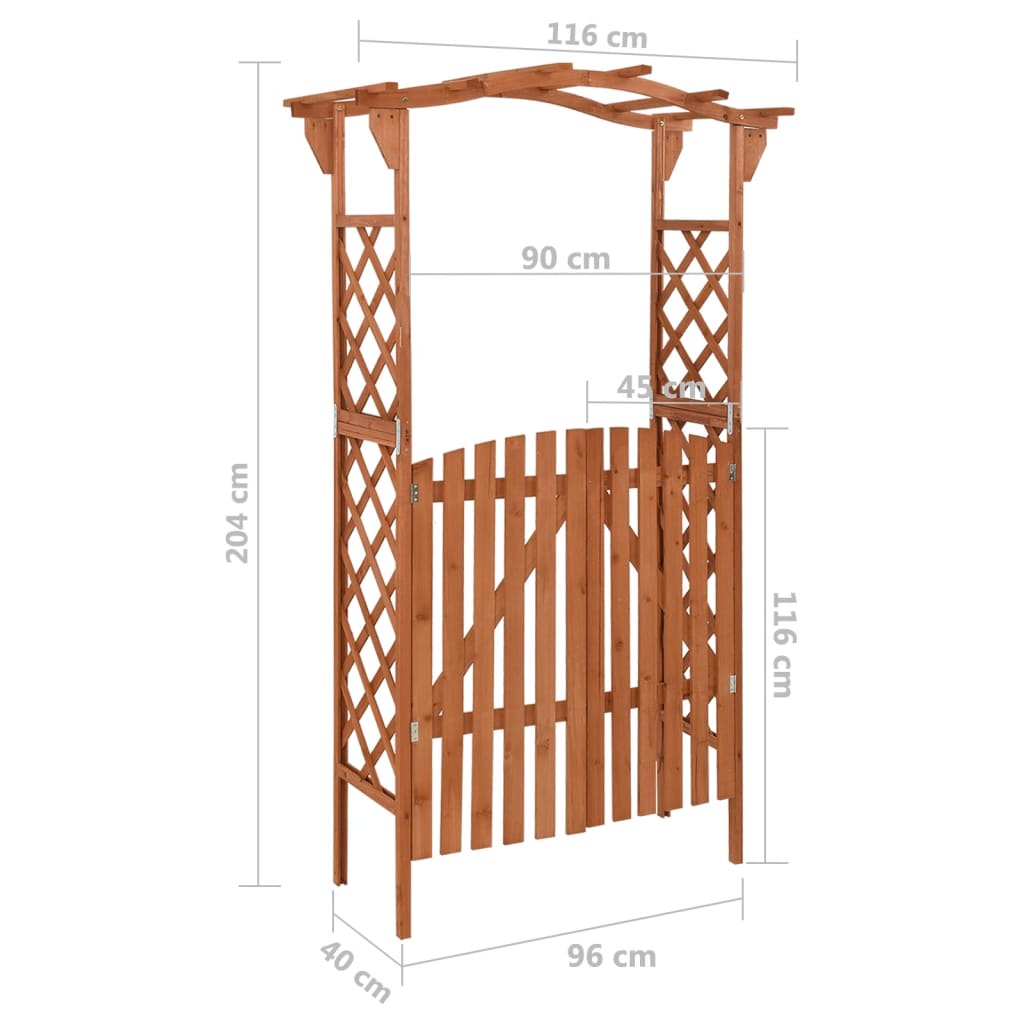 Pergola met poort 116x40x204 cm massief vurenhout is nu te koop bij PeponiXL, paradijselijk wonen!