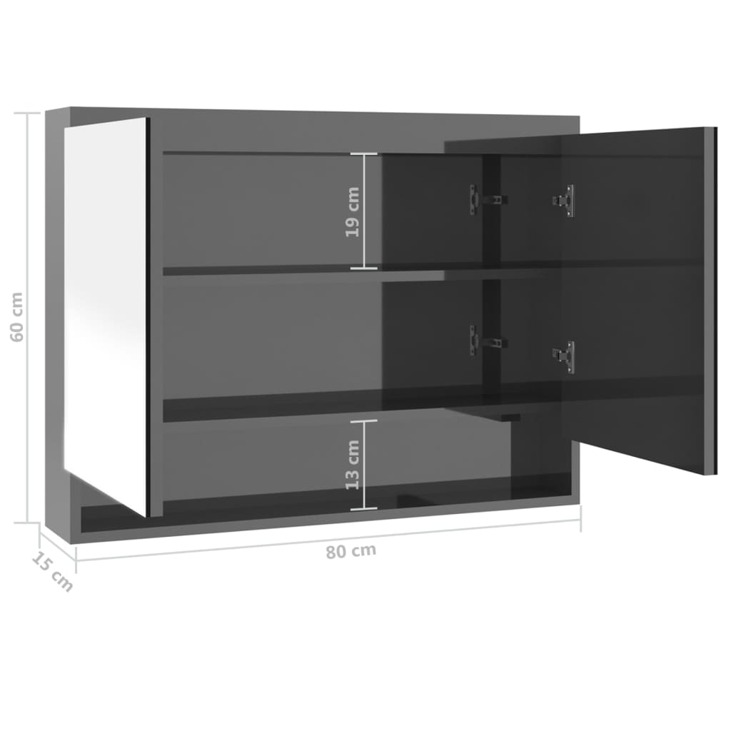 Badkamerkast met spiegel 80x15x60 cm MDF grijs is nu te koop bij PeponiXL, paradijselijk wonen!