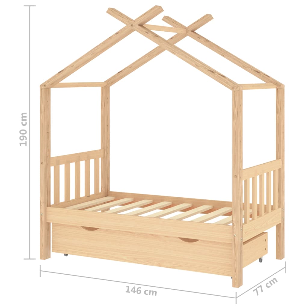 Kinderbedframe met lade massief grenenhout 70x140 cm is nu te koop bij PeponiXL, paradijselijk wonen!