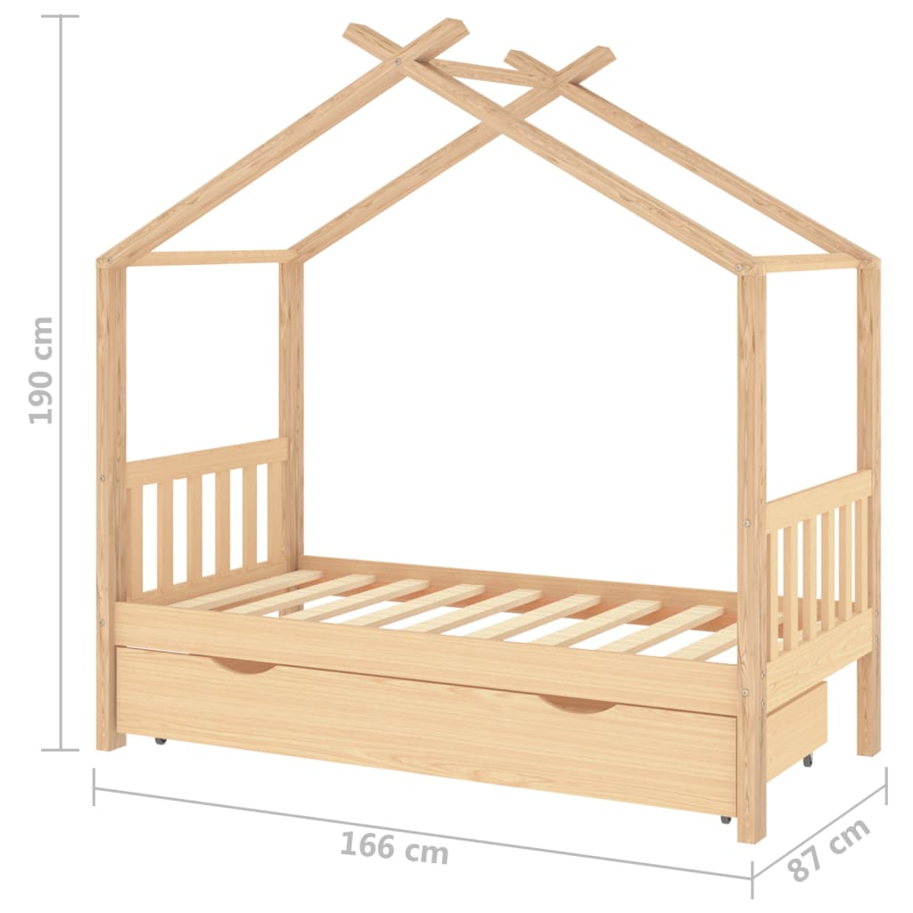 Kinderbedframe met lade massief grenenhout 80x160 cm is nu te koop bij PeponiXL, paradijselijk wonen!
