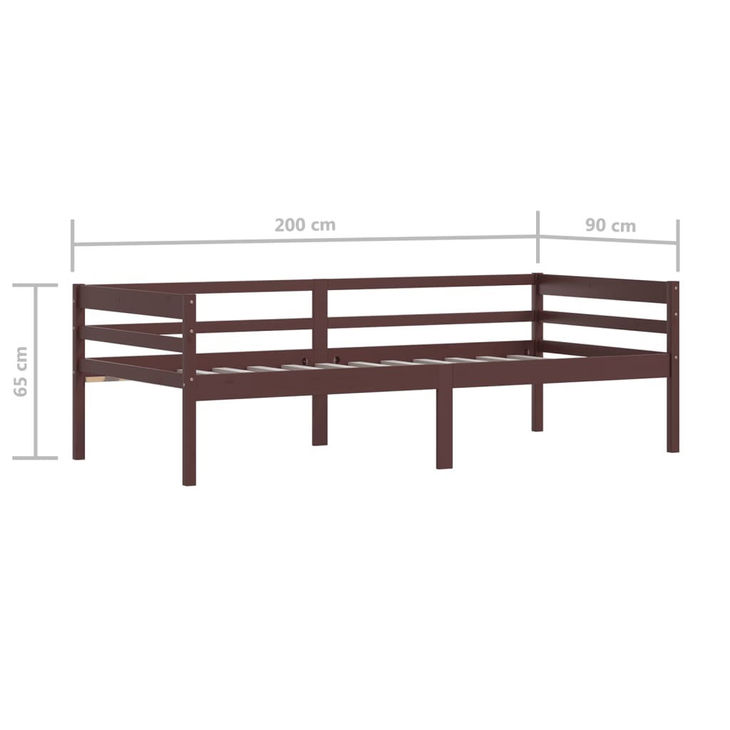 Bedframe massief grenenhout donkerbruin 90x200 cm is nu te koop bij PeponiXL, paradijselijk wonen!