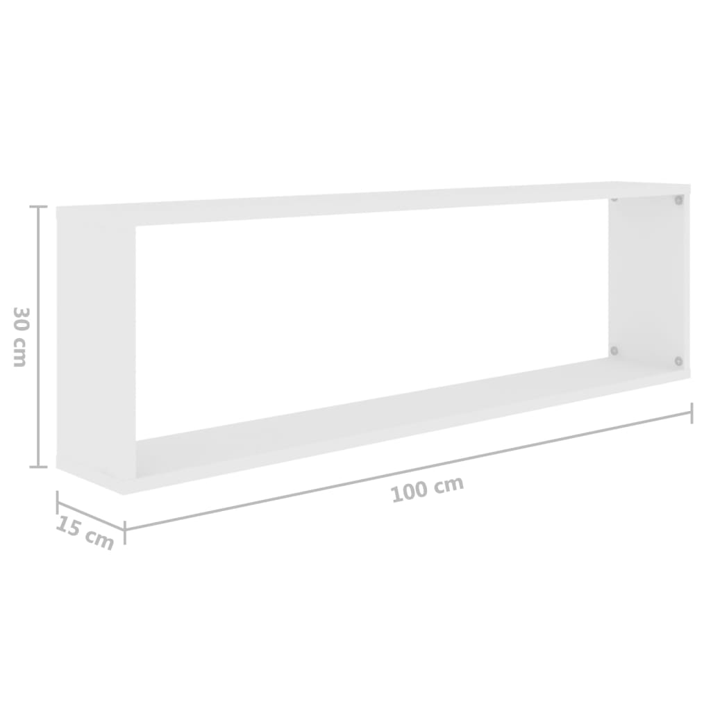 Wandschappen kubus 2 st 100x15x30 cm bewerkt hout wit is nu te koop bij PeponiXL, paradijselijk wonen!