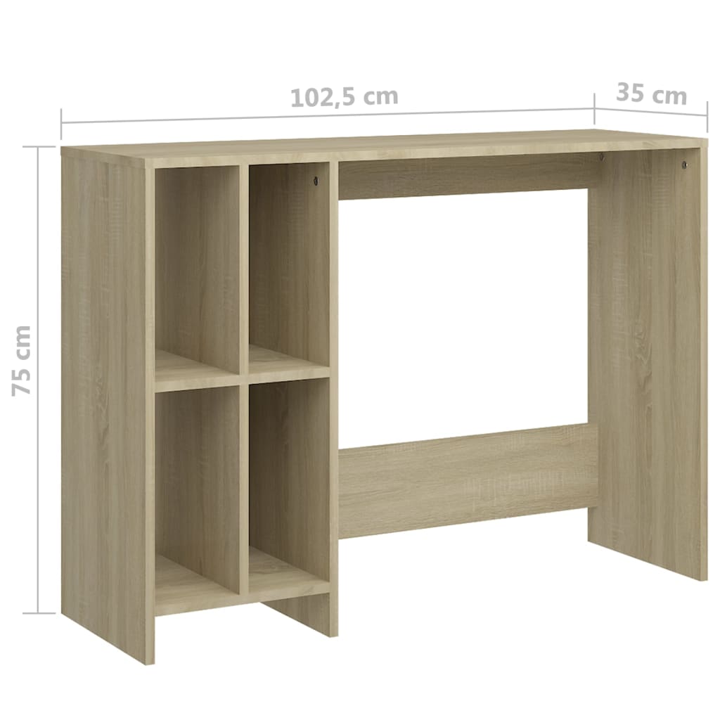 Bureau 102,5x35x75 cm bewerkt hout sonoma eikenkleurig is nu te koop bij PeponiXL, paradijselijk wonen!