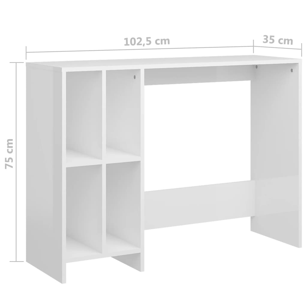 Bureau 102,5x35x75 cm bewerkt hout hoogglans wit is nu te koop bij PeponiXL, paradijselijk wonen!