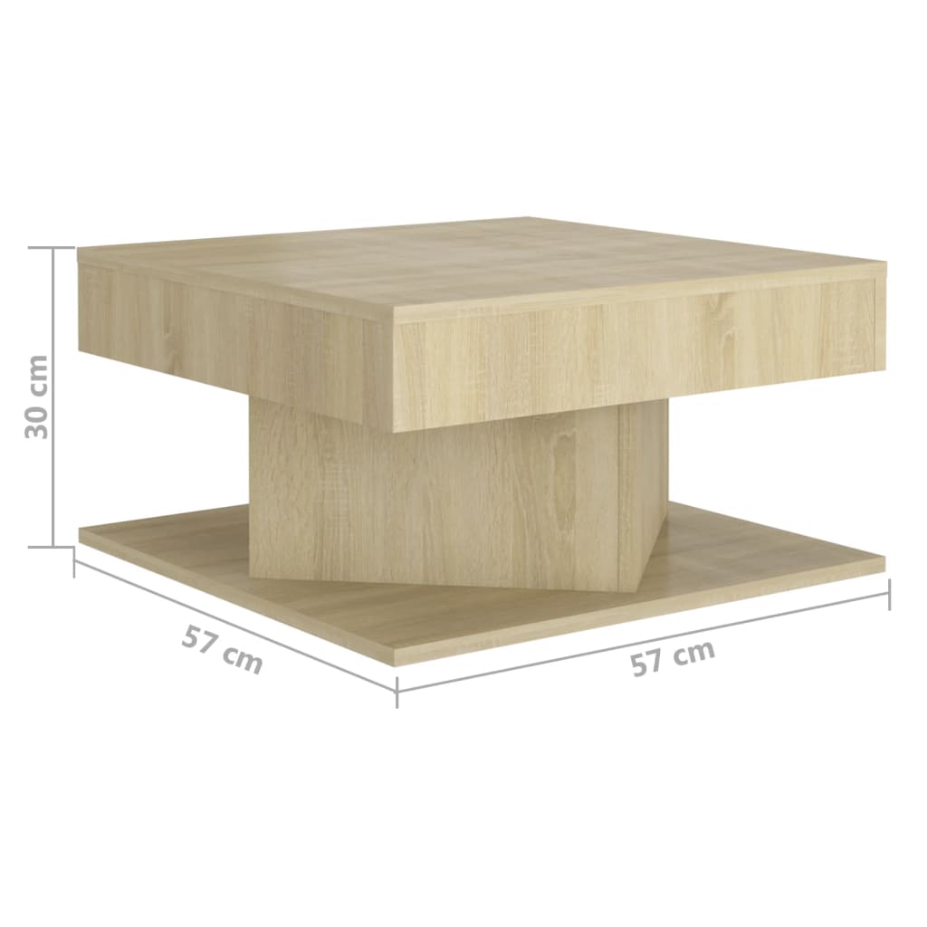 Salontafel 57x57x30 cm bewerkt hout sonoma eikenkleurig is nu te koop bij PeponiXL, paradijselijk wonen!