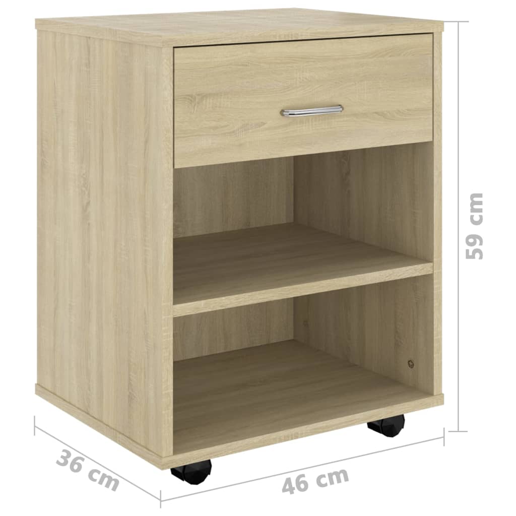 Rolkast 46x36x59 cm bewerkt hout sonoma eikenkleurig is nu te koop bij PeponiXL, paradijselijk wonen!