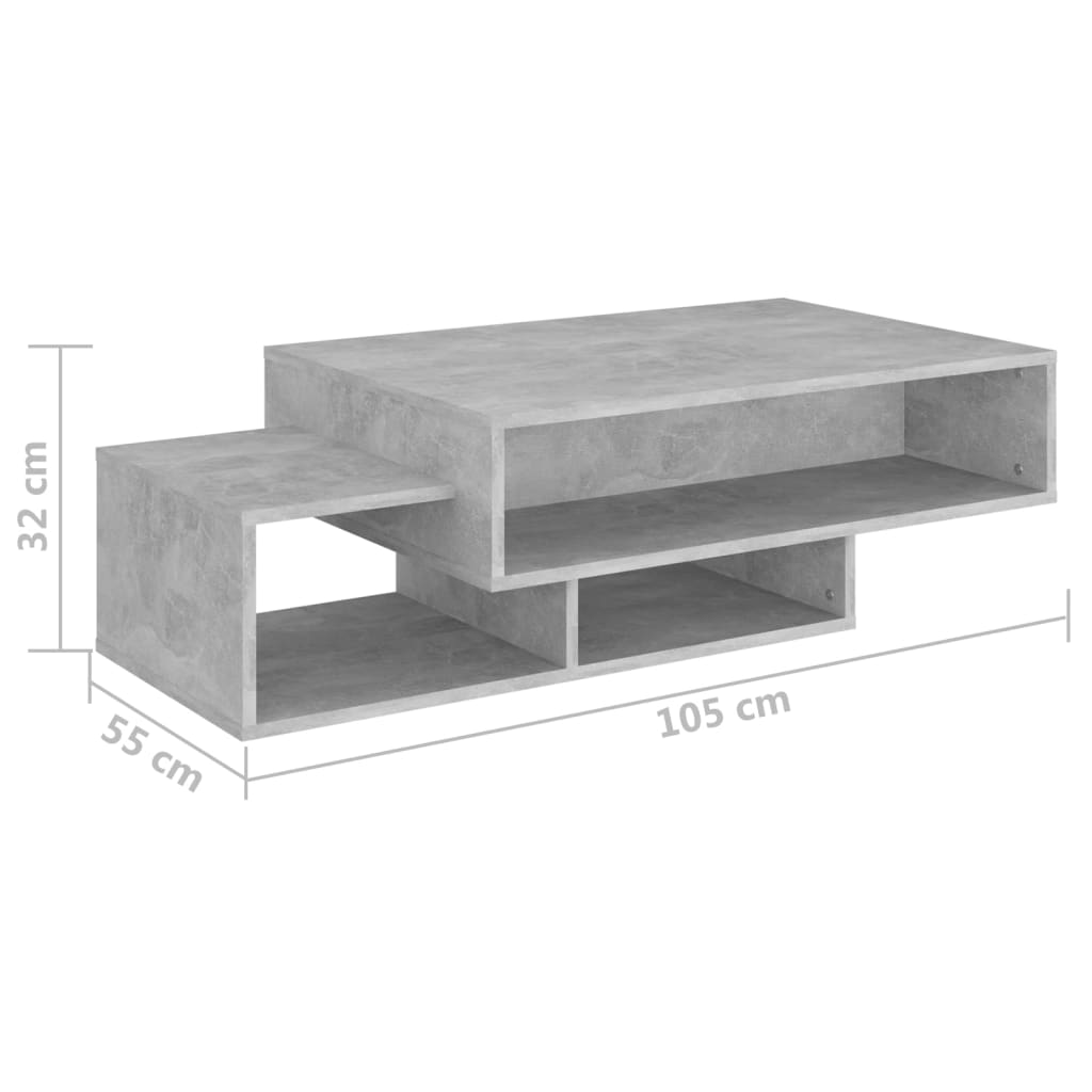 Salontafel 105x55x32 cm bewerkt hout betongrijs is nu te koop bij PeponiXL, paradijselijk wonen!