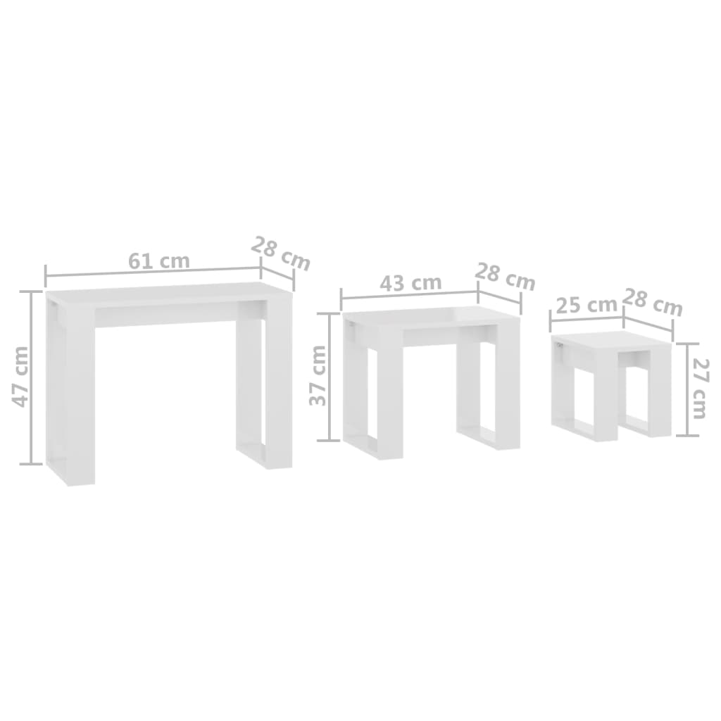 3-delige Tafeltjesset bewerkt hout hoogglans wit is nu te koop bij PeponiXL, paradijselijk wonen!
