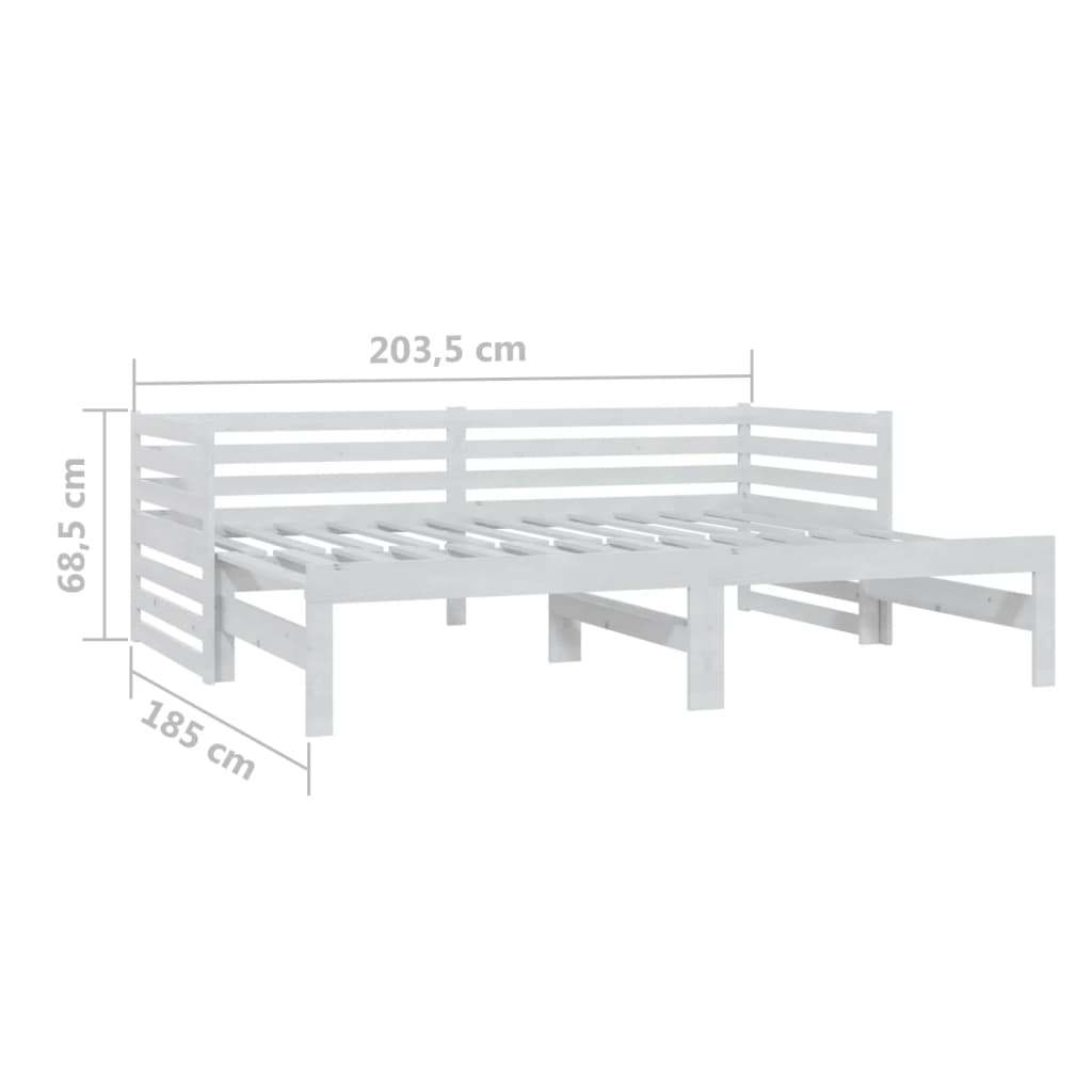 Bedbank uitschuifbaar massief grenenhout wit 2x(90x200) cm is nu te koop bij PeponiXL, paradijselijk wonen!