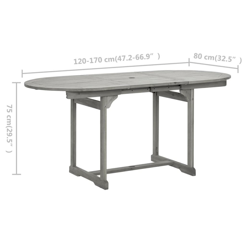 Tuintafel (120-170)x80x75 cm massief acaciahout is nu te koop bij PeponiXL, paradijselijk wonen!
