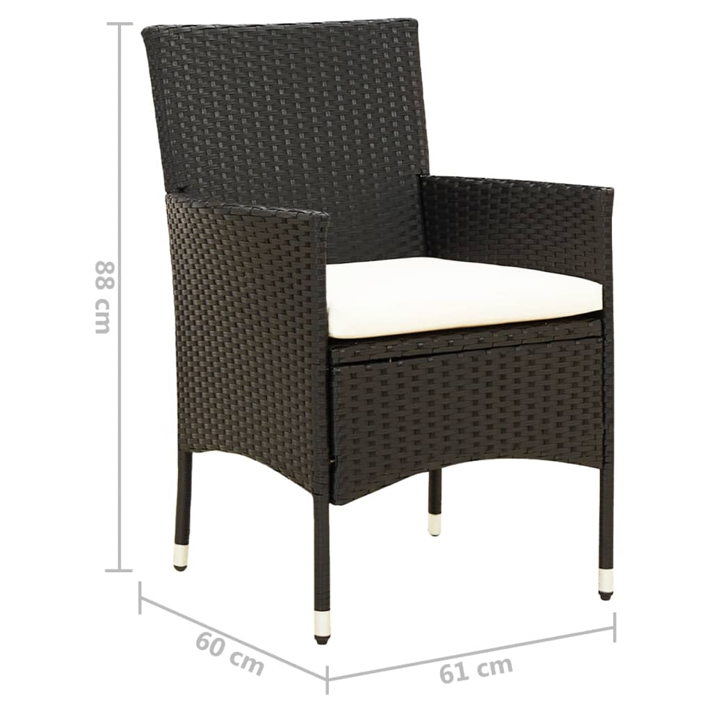Tuinstoelen 2 st met kussens poly rattan zwart is nu te koop bij PeponiXL, paradijselijk wonen!