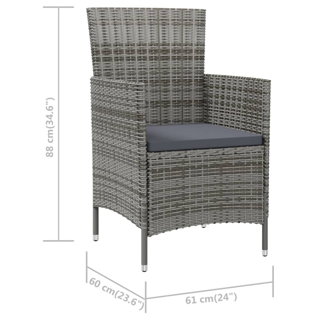 Tuinstoelen 2 st met kussens poly rattan grijs is nu te koop bij PeponiXL, paradijselijk wonen!