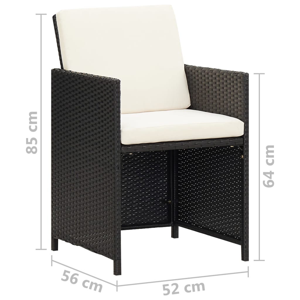 Tuinstoelen 4 st poly rattan zwart is nu te koop bij PeponiXL, paradijselijk wonen!