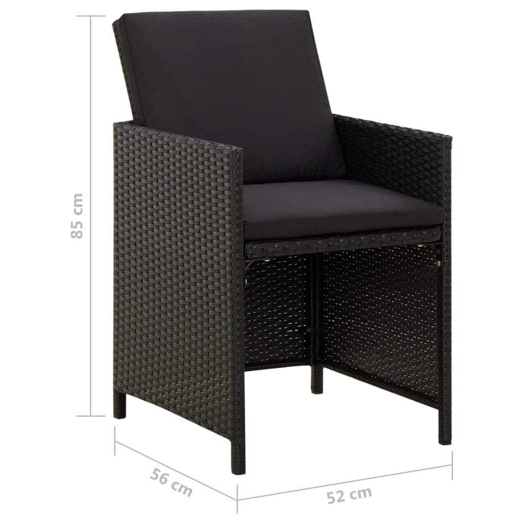 Tuinstoelen 4 st met kussens poly rattan zwart is nu te koop bij PeponiXL, paradijselijk wonen!