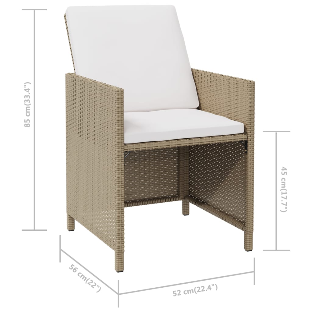 Tuinstoelen 4 st met kussens poly rattan beige is nu te koop bij PeponiXL, paradijselijk wonen!