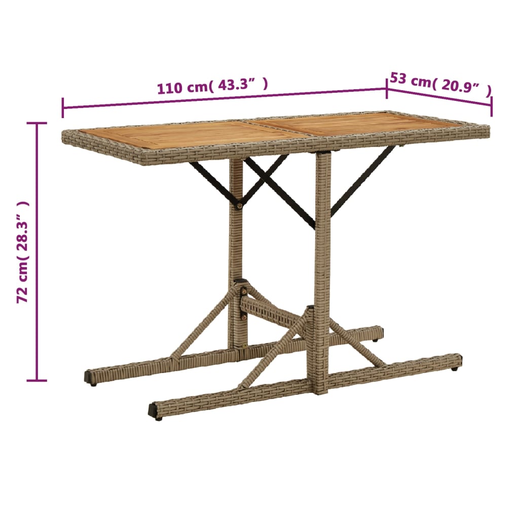 Tuintafel massief acaciahout en poly rattan beige is nu te koop bij PeponiXL, paradijselijk wonen!