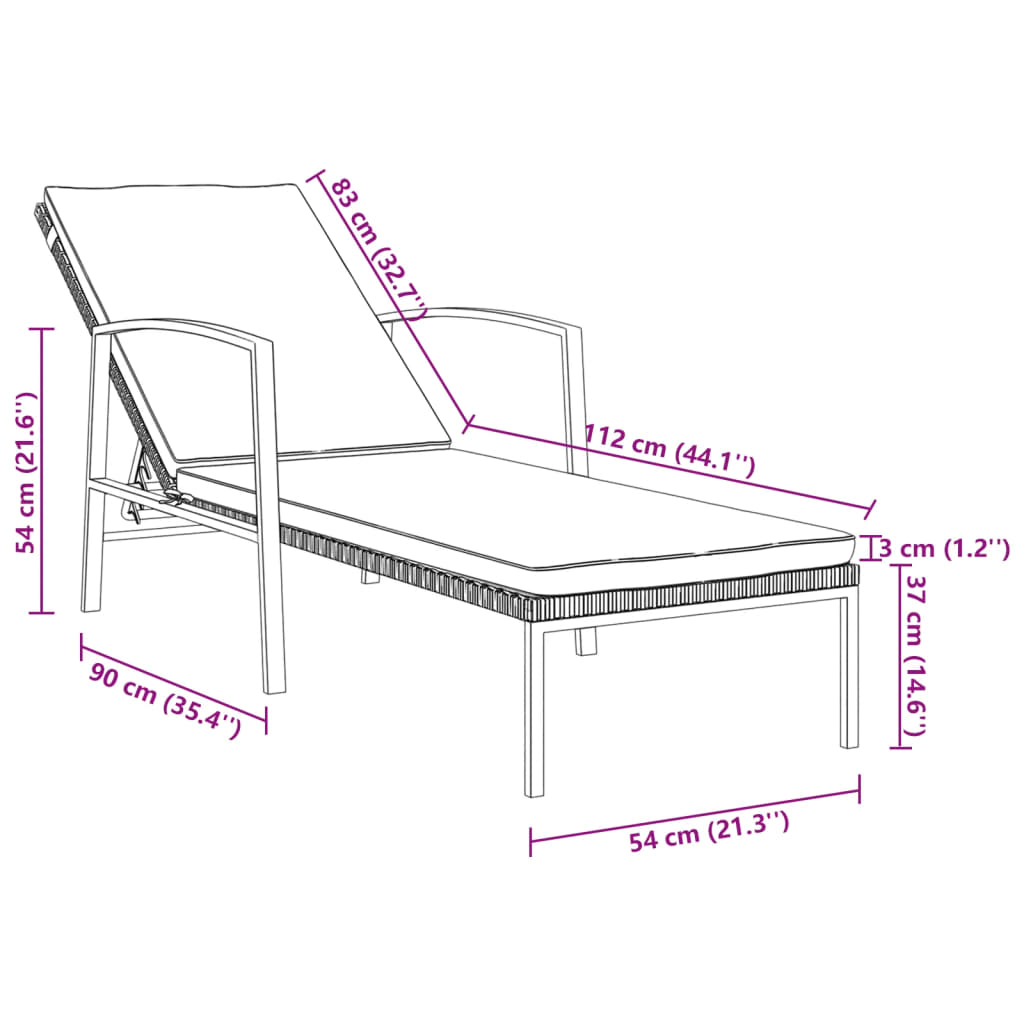 Ligbed met kussen poly rattan grijs is nu te koop bij PeponiXL, paradijselijk wonen!